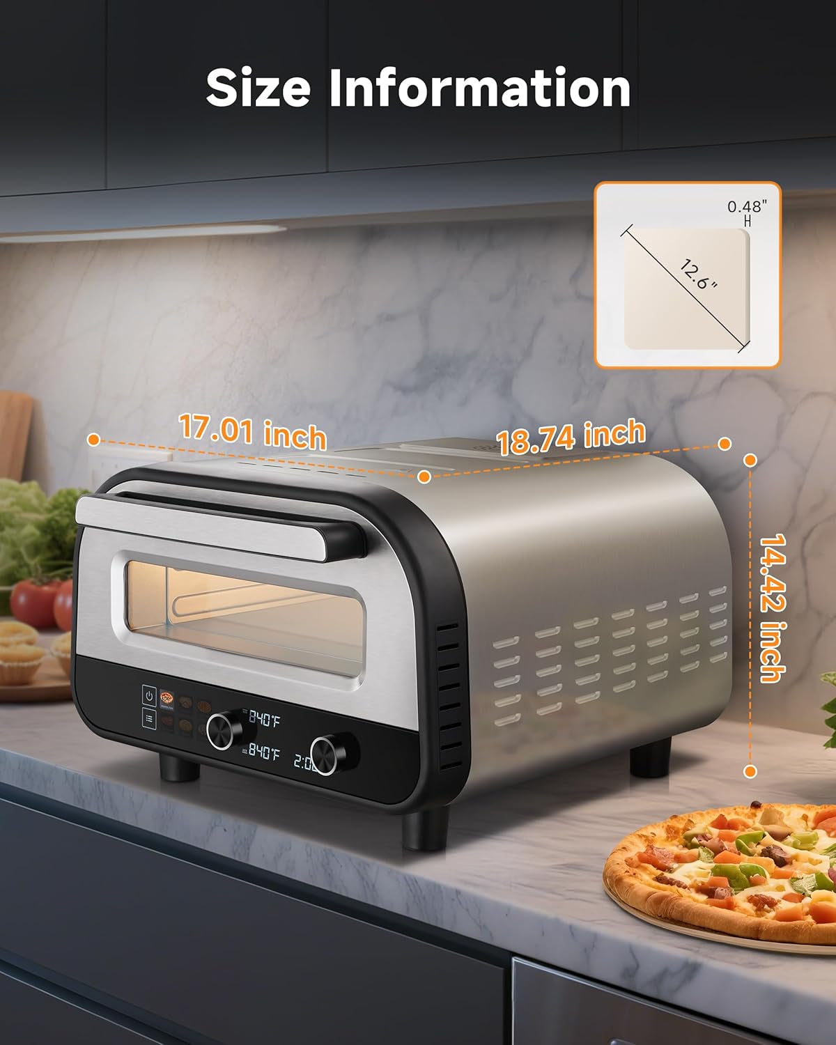 AMZCHEF Countertop Electric Pizza Oven