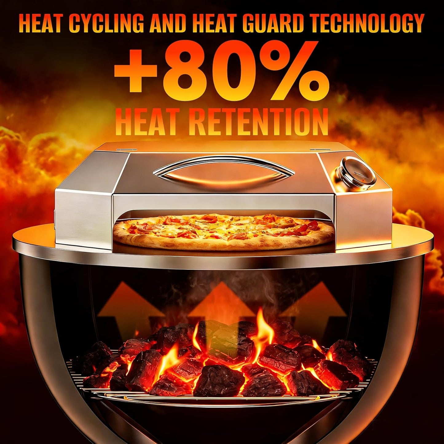 Onlyfire Stainless Steel Outdoor Grill Top Pizza Oven Kit