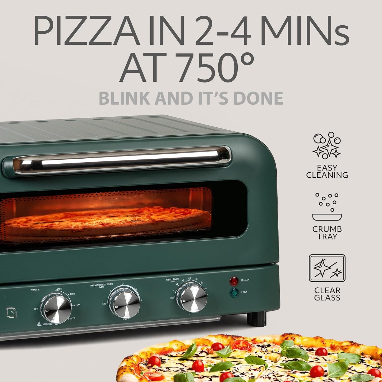 WILLOW Eco Series Electric Indoor Pizza Oven – 750°F Countertop Pizza Maker with 5 Presets, 12" Ceramic Pizza Stone, Peel & Cutter