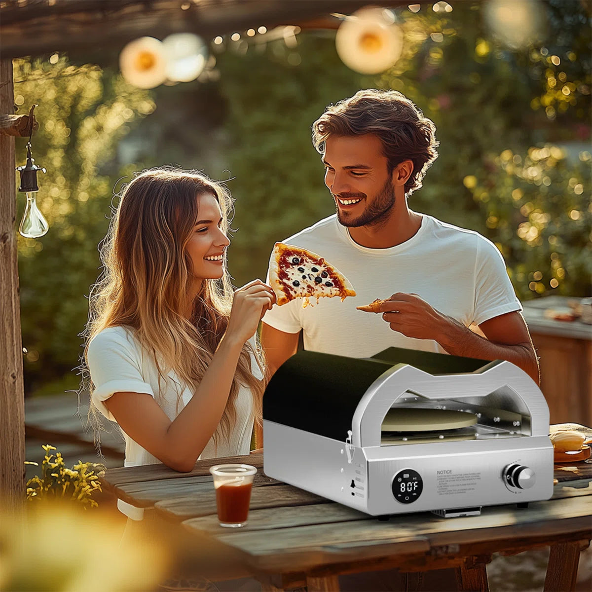 Velivi 12-Inch Propane Outdoor Pizza Oven with Rotating Stone