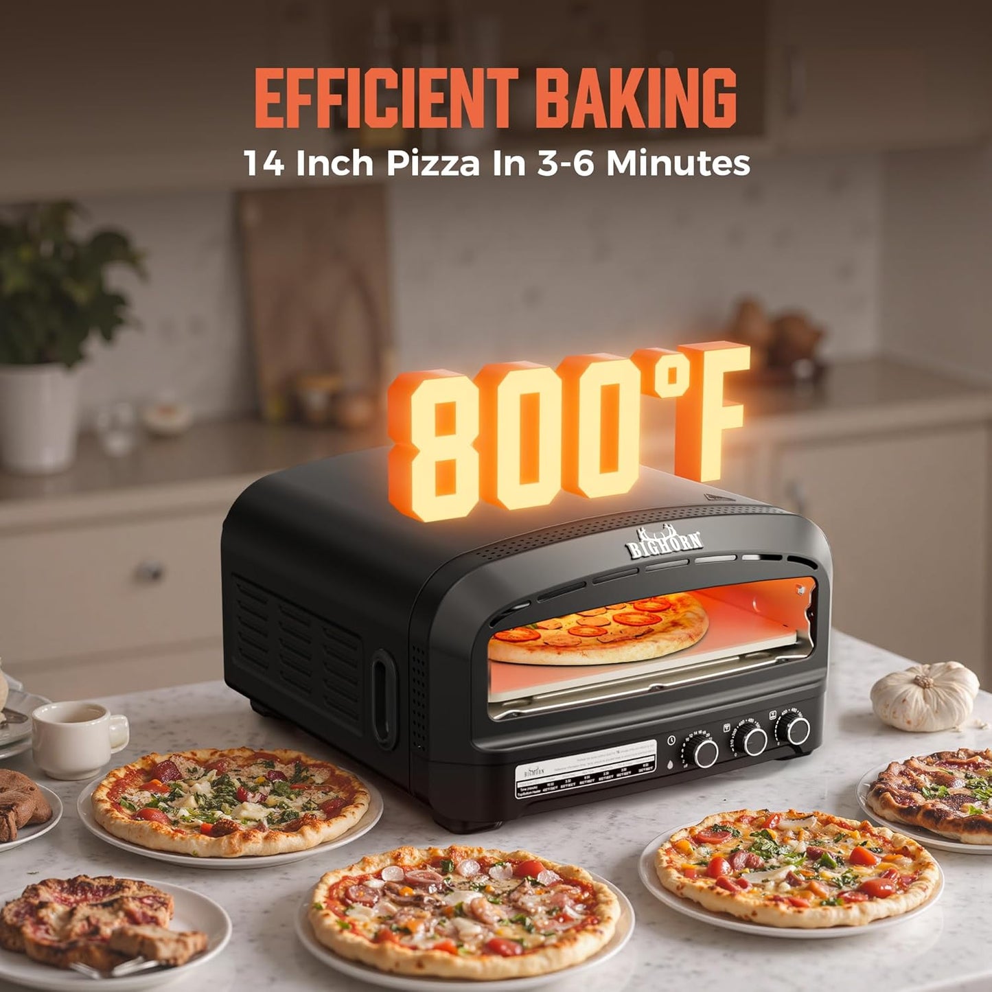 BIG HORN 14" Indoor Electric Countertop Pizza Oven