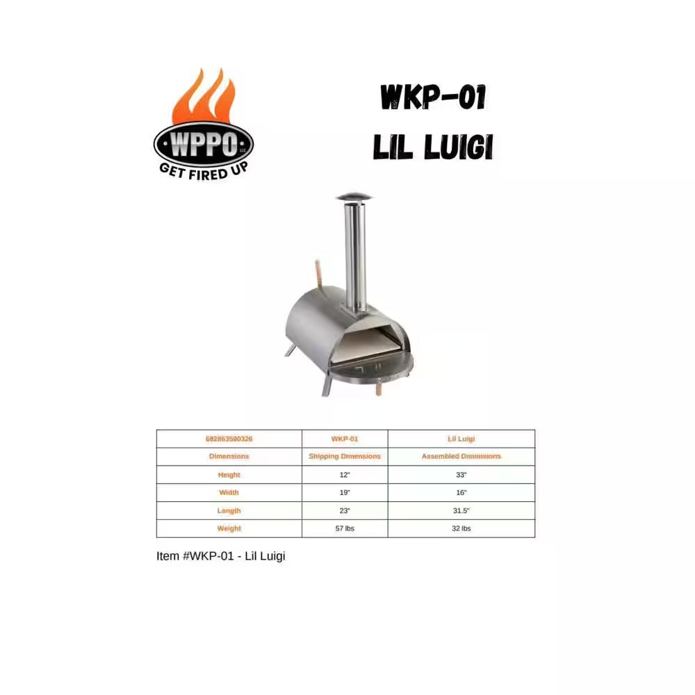 WPPO Lil Luigi Outdoor Portable Wood Fired Pizza Oven