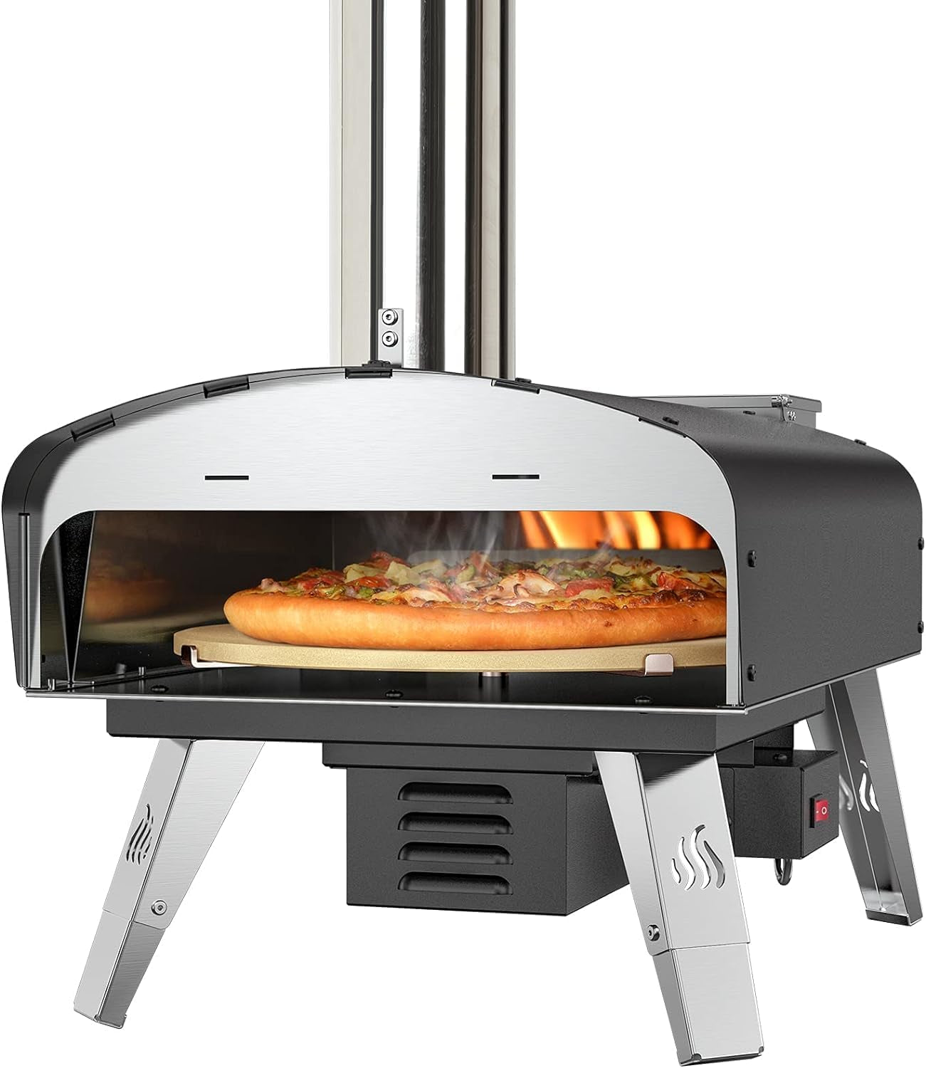 Mimiuo Wood Pellet Outdoor Pizza Oven with Rotating Stone