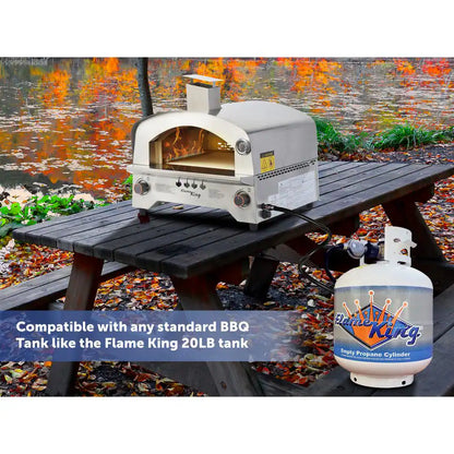 Flame King Multi-Function Propane Pizza Oven with 13-Inch Pizza Stone