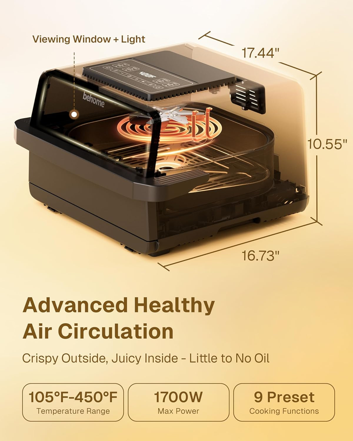 Behome Indoor Countertop Electric Pizza Oven & Air Fryer