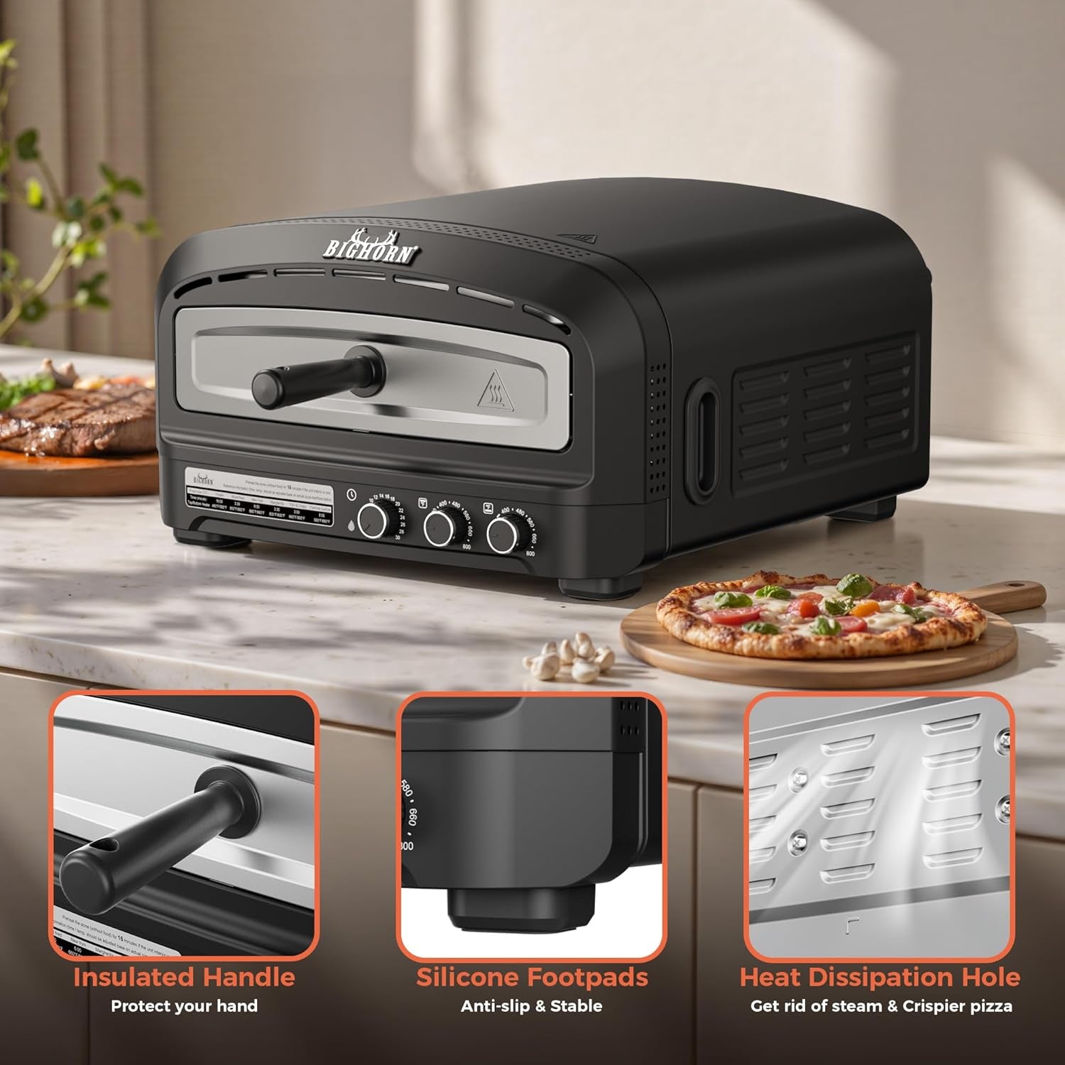 BIG HORN 14" Indoor Electric Countertop Pizza Oven