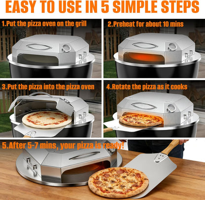 Onlyfire Stainless Steel Outdoor Grill Top Pizza Oven Kit