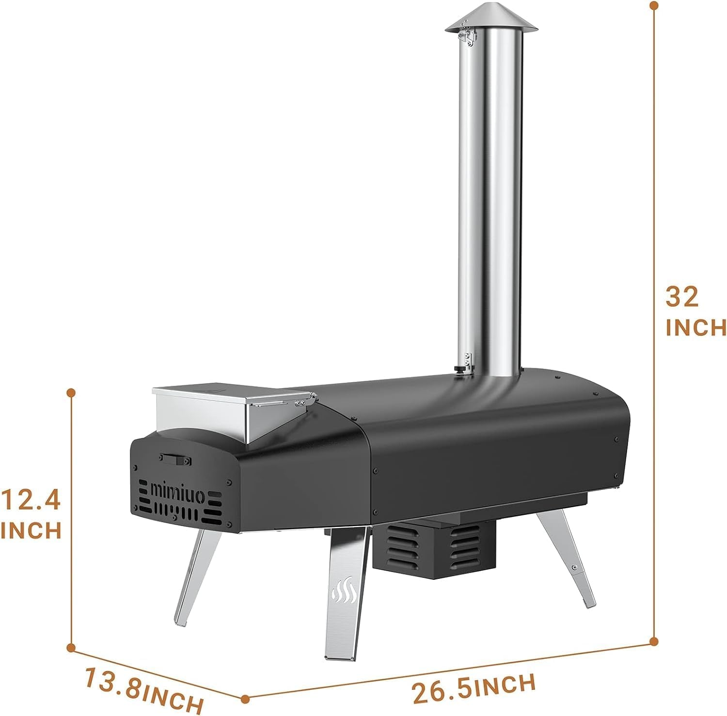 Mimiuo Wood Pellet Outdoor Pizza Oven with Rotating Stone