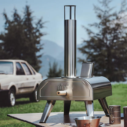 BIG HORN OUTDOORS 12" Dual Fuel Pizza Oven – Electric & Wood Pellet, 1000°F Indoor/Outdoor Pizza Maker with Pizza Stone