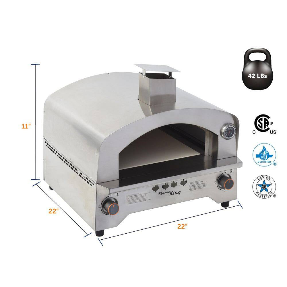 Flame King Multi-Function Propane Pizza Oven with 13-Inch Pizza Stone