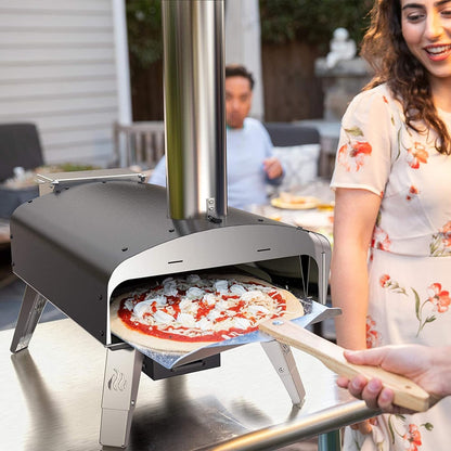 Mimiuo Wood Pellet Outdoor Pizza Oven with Rotating Stone
