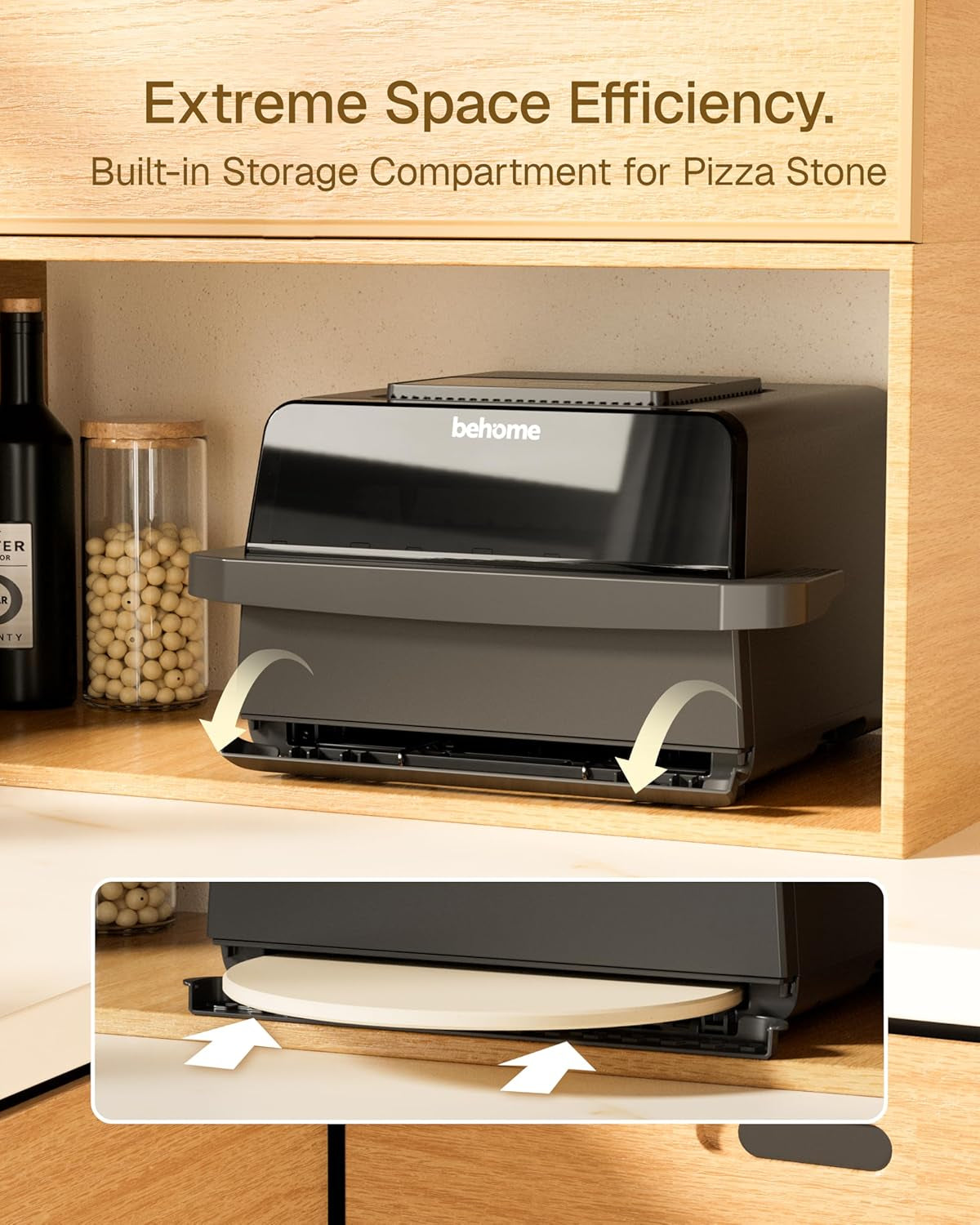 Behome Indoor Countertop Electric Pizza Oven & Air Fryer