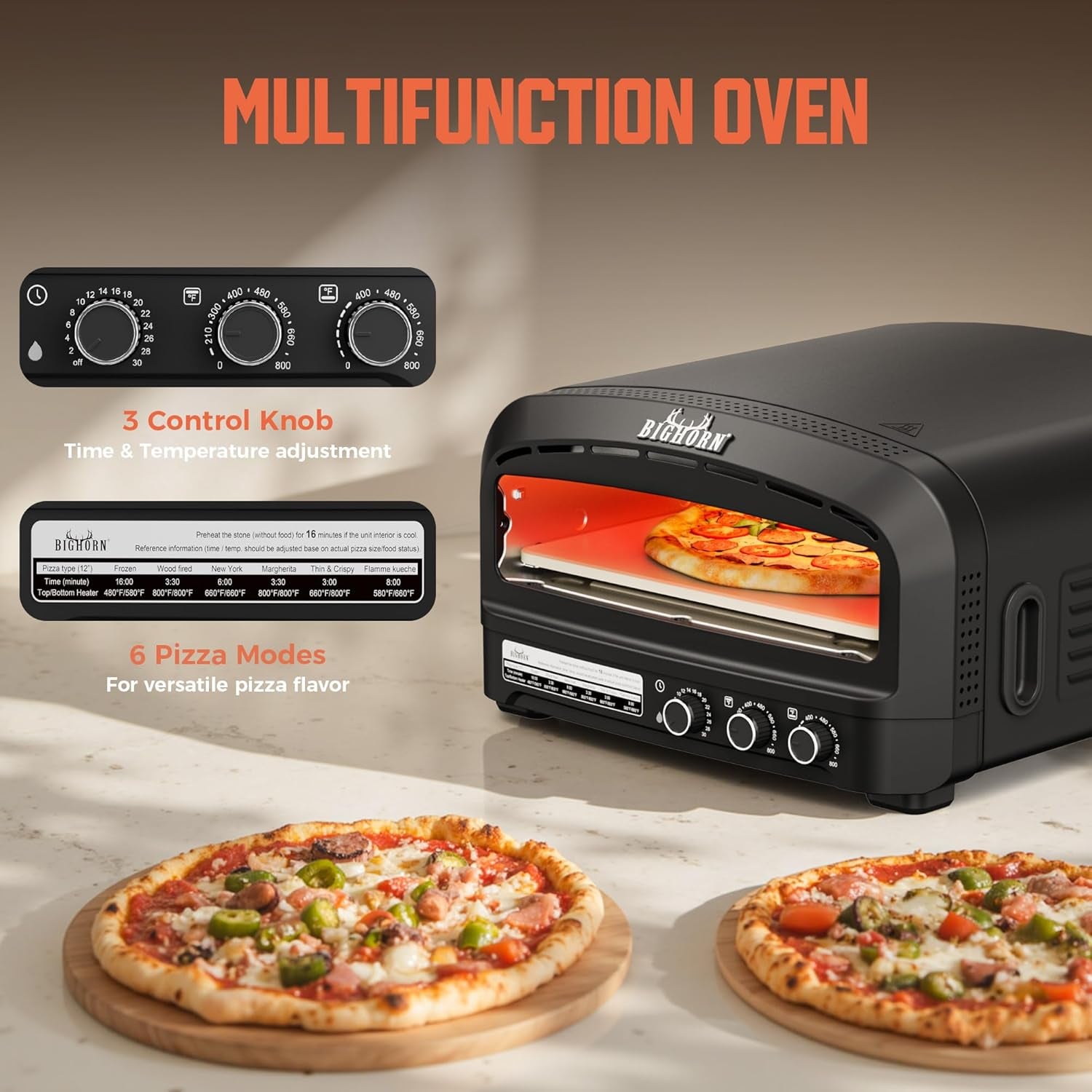 BIG HORN 14" Indoor Electric Countertop Pizza Oven