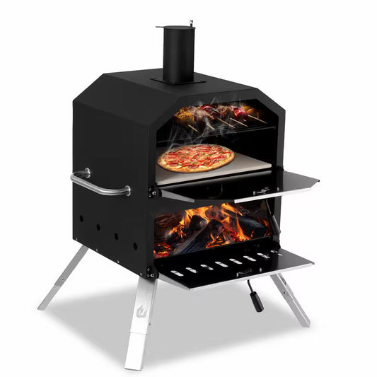 INNUMIA 16" Outdoor Wood-Fired Pizza Oven – Portable 2-Layer Pizza Maker for Backyard & Camping