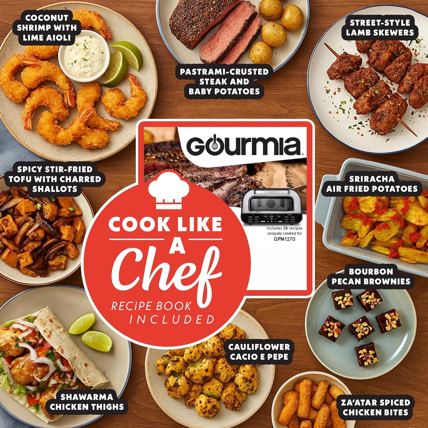 Gourmia 1800W Indoor Electric Pizza Oven Air Fryer Toaster – Stainless Steel Countertop Multi-Cooker with Pizza Stone, Digital Controls & 6 Cooking Presets