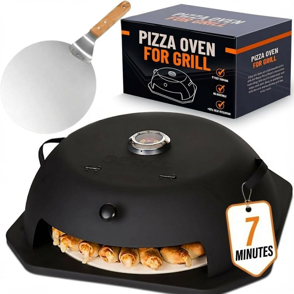 Geras HeatGuard Pro Grill Top Pizza Oven Kit with Pizza Stone & Peel