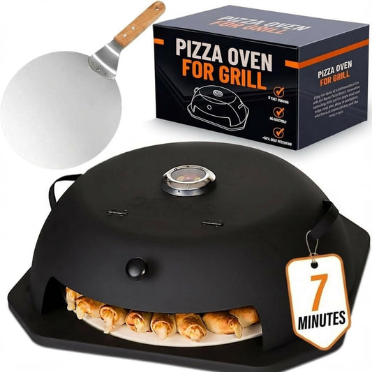 Geras HeatGuard Pro Grill Top Pizza Oven Kit with Pizza Stone & Peel