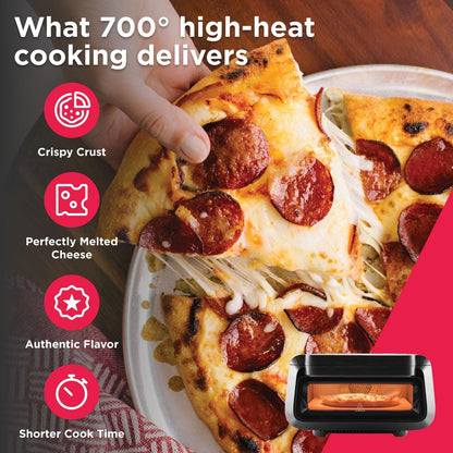 Frigidaire 700°F Indoor Electric Pizza Oven – 12” Stone Bake, Air Fry & Bake, Portable Countertop with Peel & Cutter