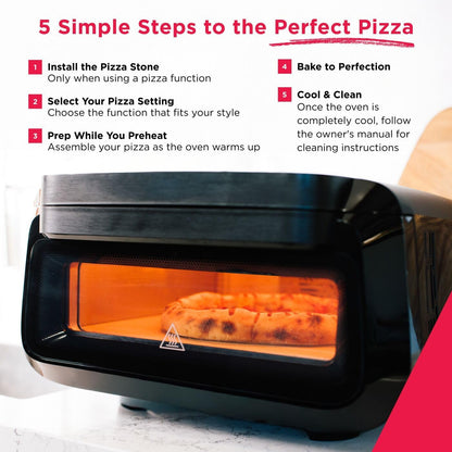 Frigidaire 700°F Indoor Electric Pizza Oven – 12” Stone Bake, Air Fry & Bake, Portable Countertop with Peel & Cutter