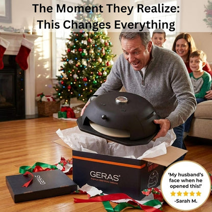 Geras HeatGuard Pro Grill Top Pizza Oven Kit with Pizza Stone & Peel