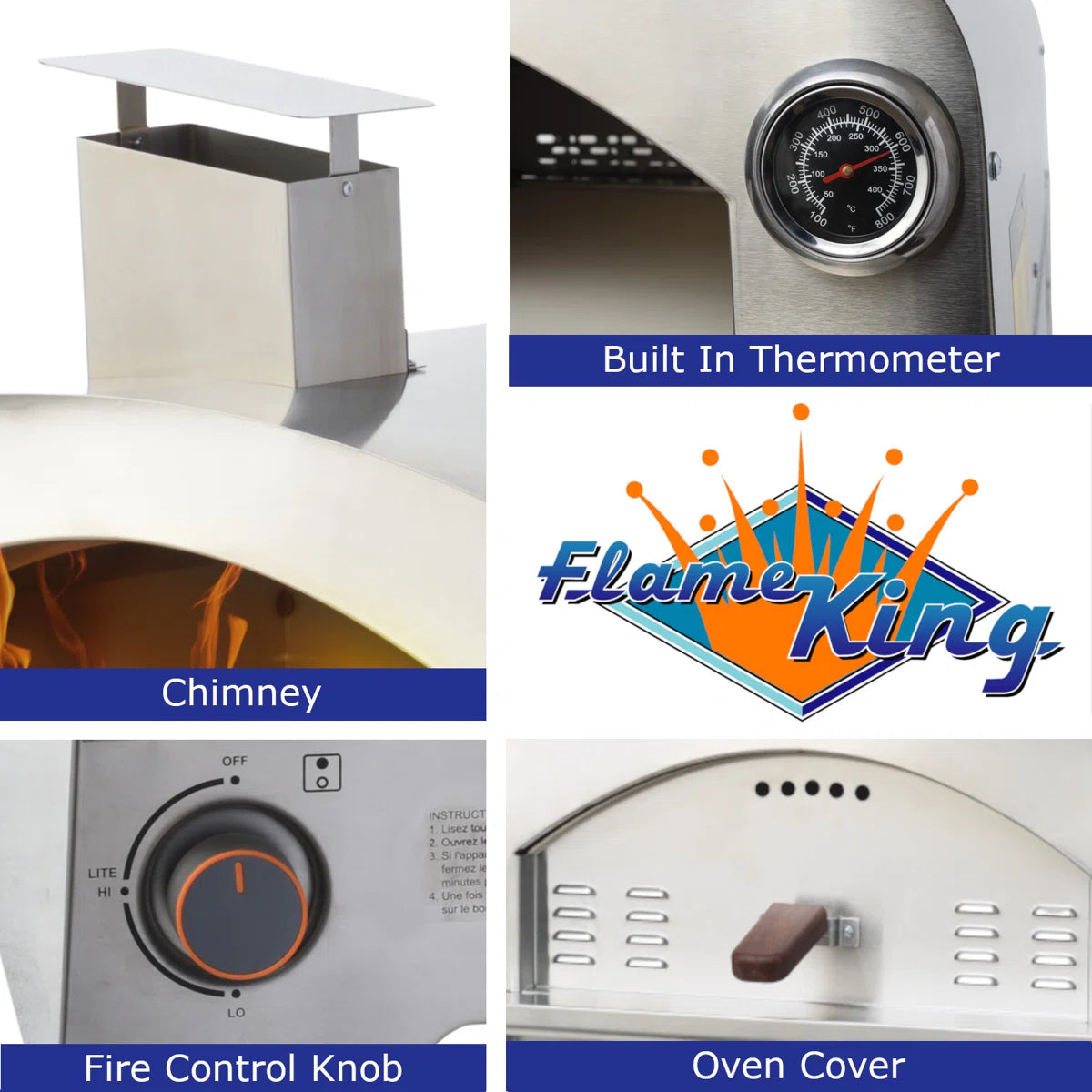 Flame King Outdoor Portable Propane Gas Pizza Oven