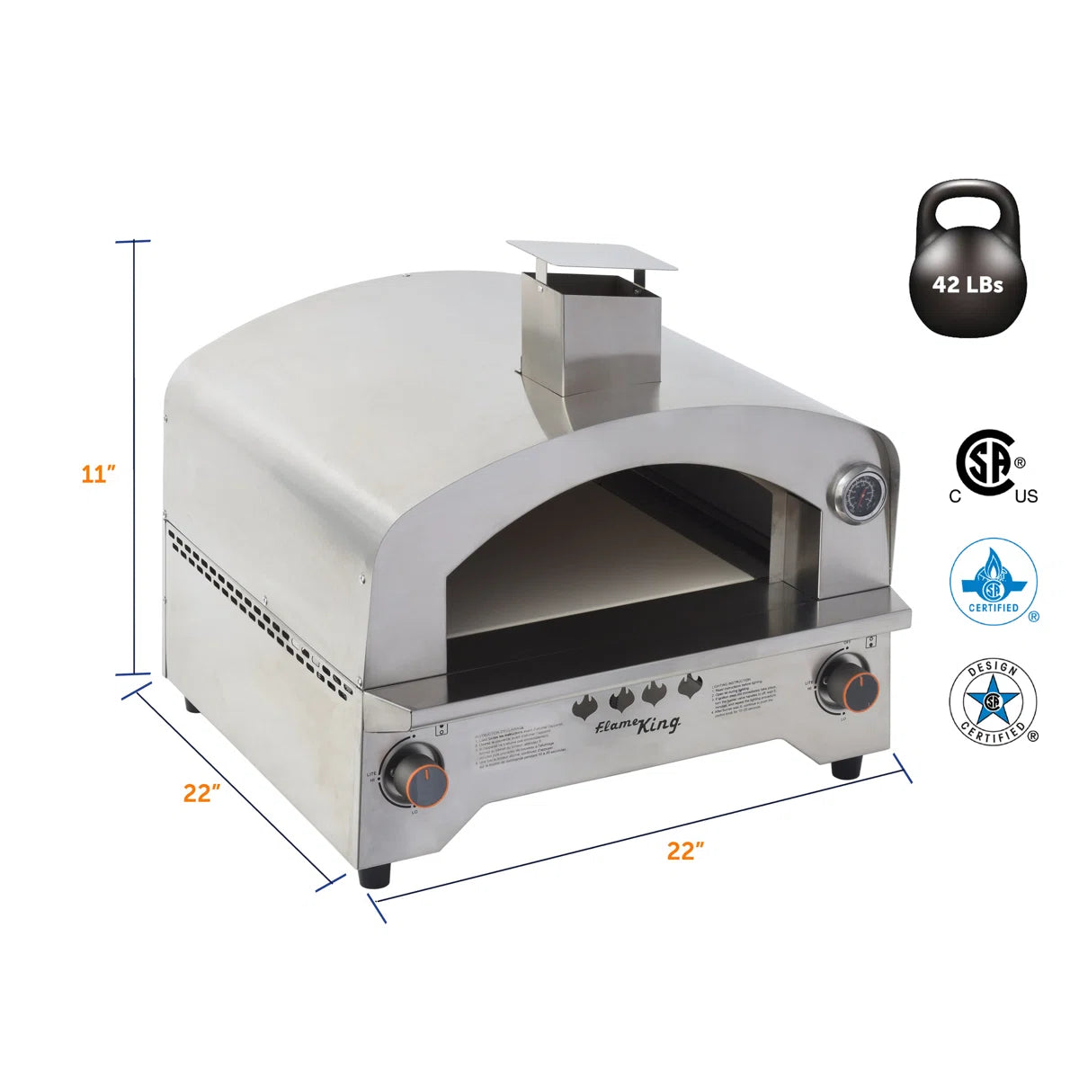 Flame King Outdoor Portable Propane Gas Pizza Oven