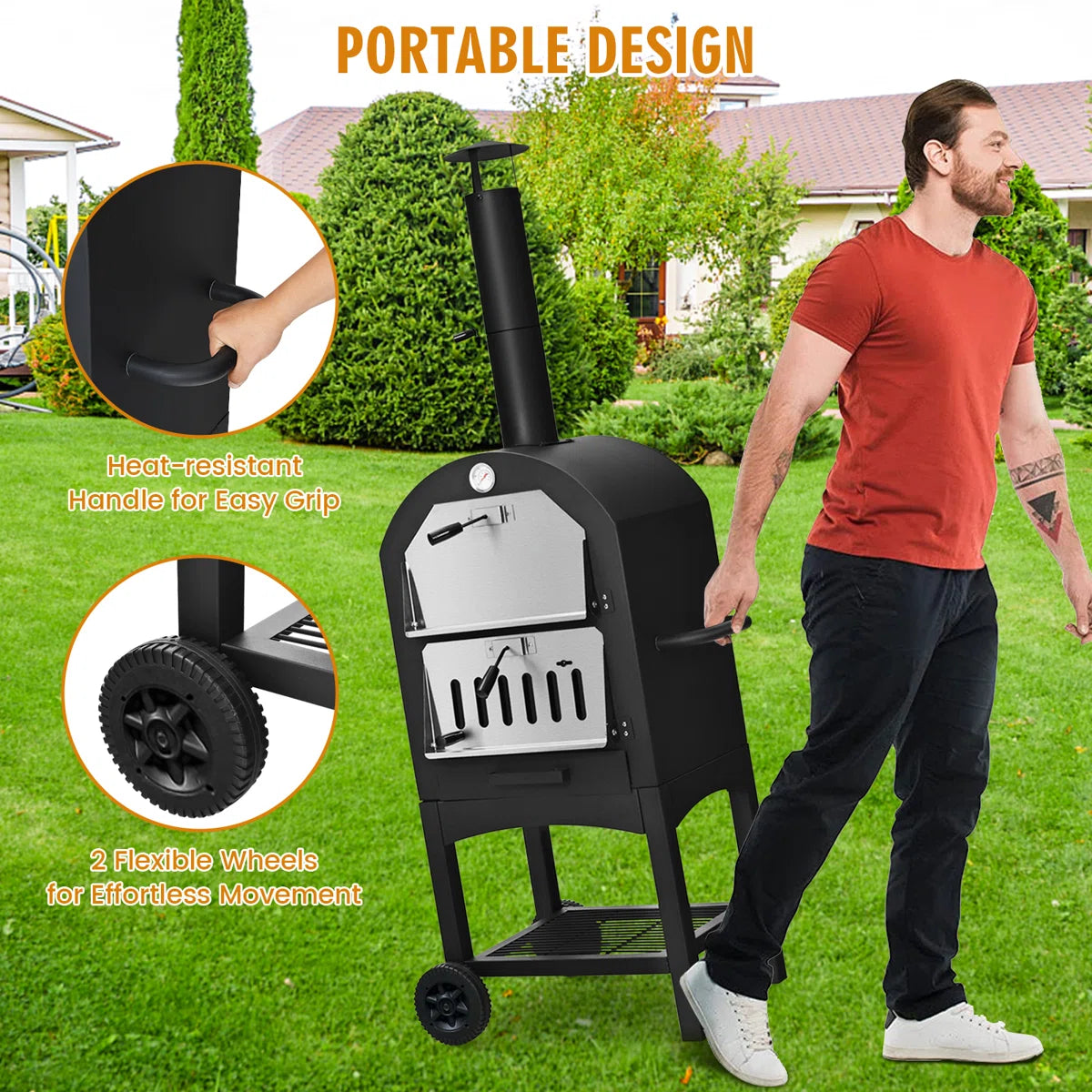 Costway Freestanding Wood-Fired Outdoor Pizza Oven