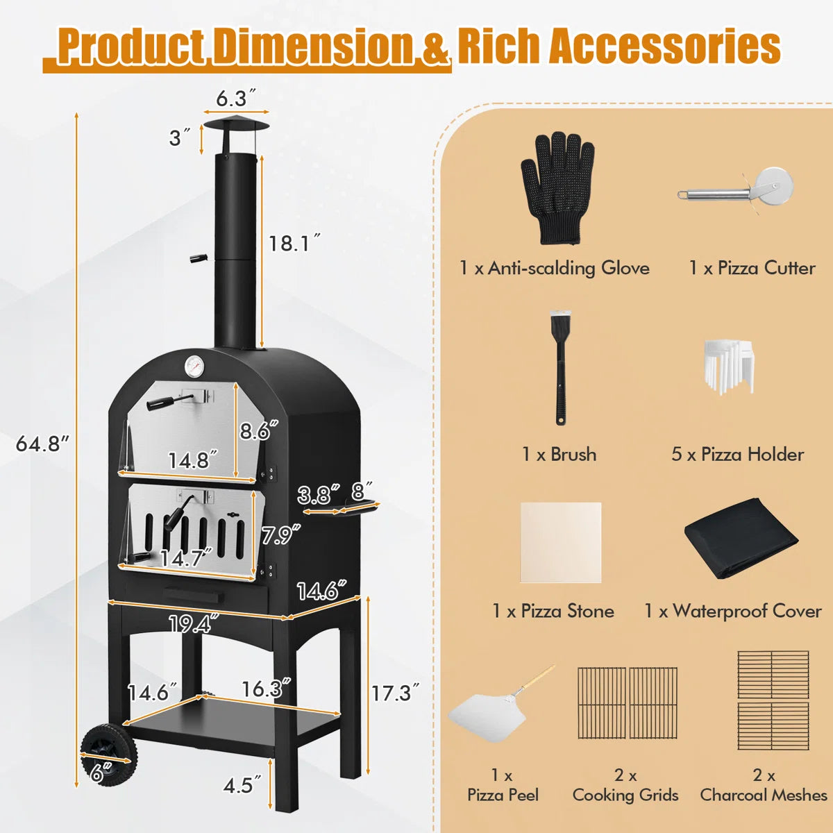 Costway Freestanding Wood-Fired Outdoor Pizza Oven