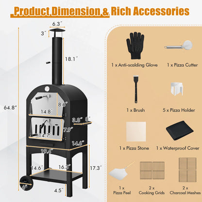 Costway Freestanding Wood-Fired Outdoor Pizza Oven