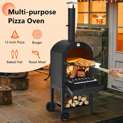 Costway Freestanding Wood-Fired Outdoor Pizza Oven