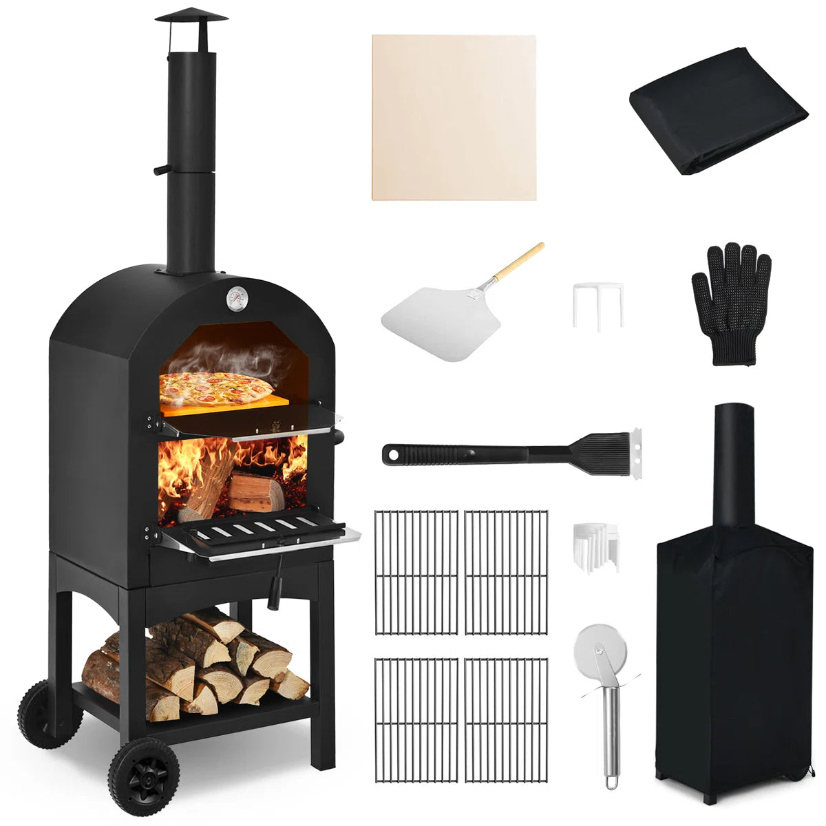 Costway Freestanding Wood-Fired Outdoor Pizza Oven