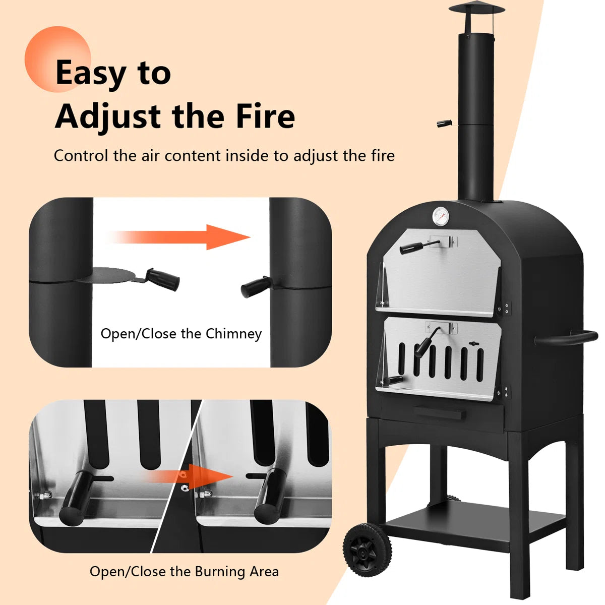 Costway Freestanding Wood-Fired Outdoor Pizza Oven