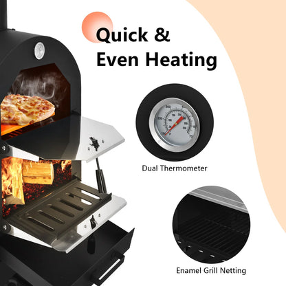 Costway Freestanding Wood-Fired Outdoor Pizza Oven