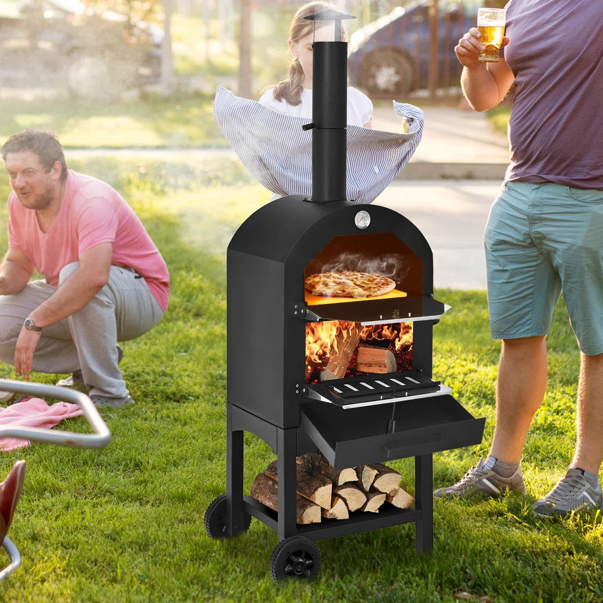 Costway Freestanding Wood-Fired Outdoor Pizza Oven