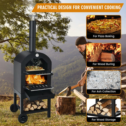 Costway Freestanding Wood-Fired Outdoor Pizza Oven