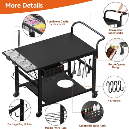 Leteuke Portable Outdoor Pizza Oven Table with Topping Station
