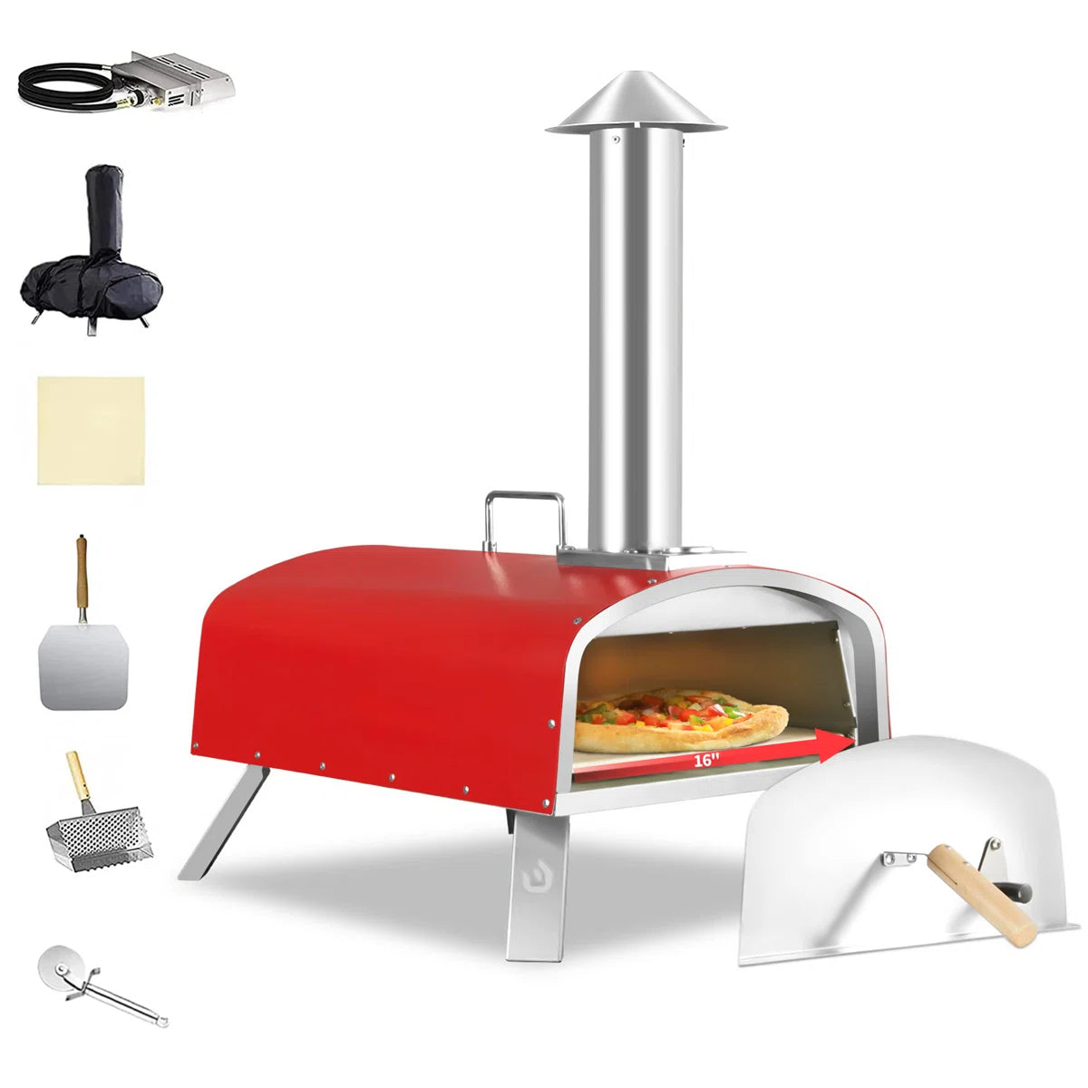 PIZZELLO 16-Inch Dual Fuel Outdoor Pizza Oven (Propane & Wood)