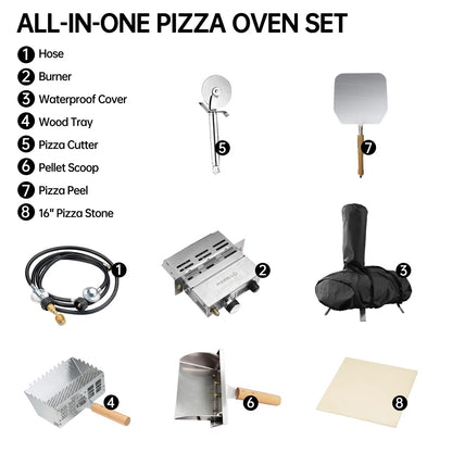 PIZZELLO 16-Inch Dual Fuel Outdoor Pizza Oven (Propane & Wood)