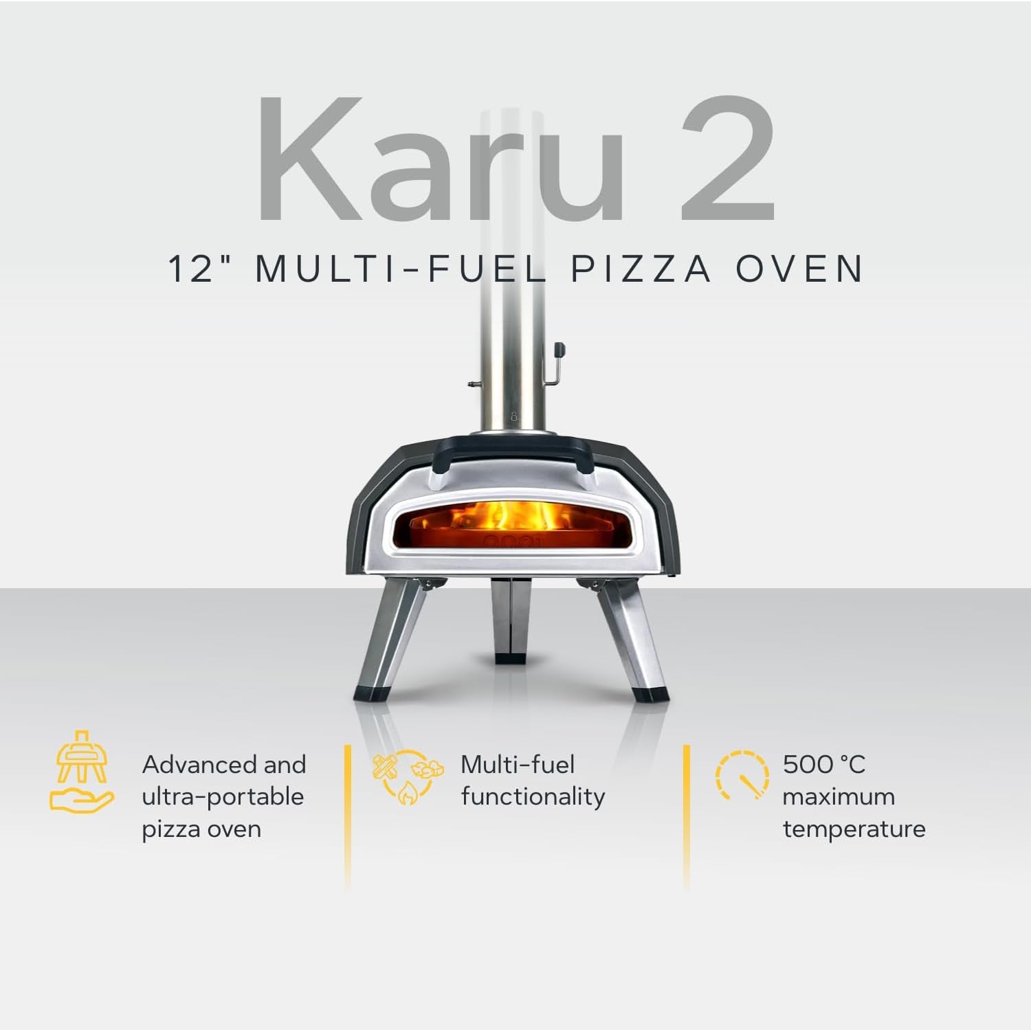Ooni Karu 2 Multi-Fuel Outdoor Pizza Oven – 12-Inch Dual Fuel Wood & Gas Pizza Maker