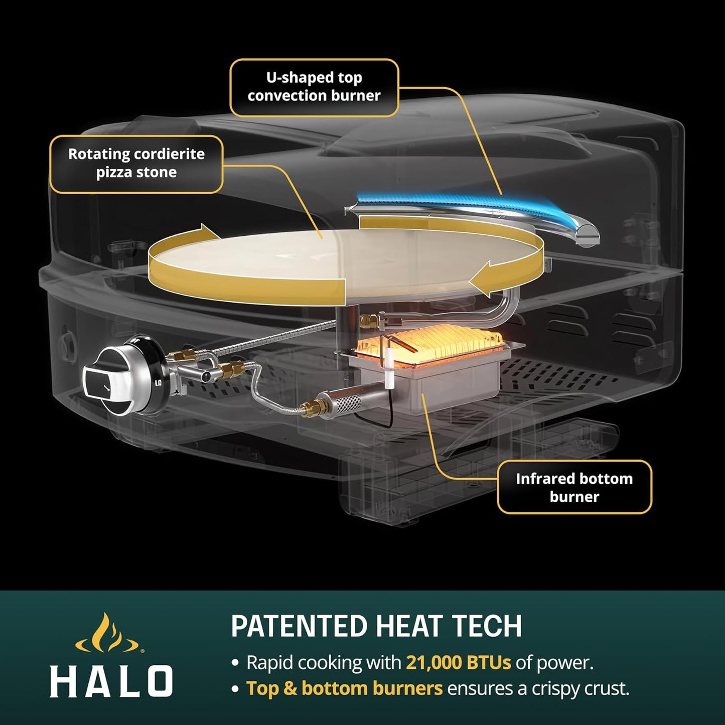 HALO Versa 16 Propane Outdoor Pizza Oven - 16" Rotating Stone