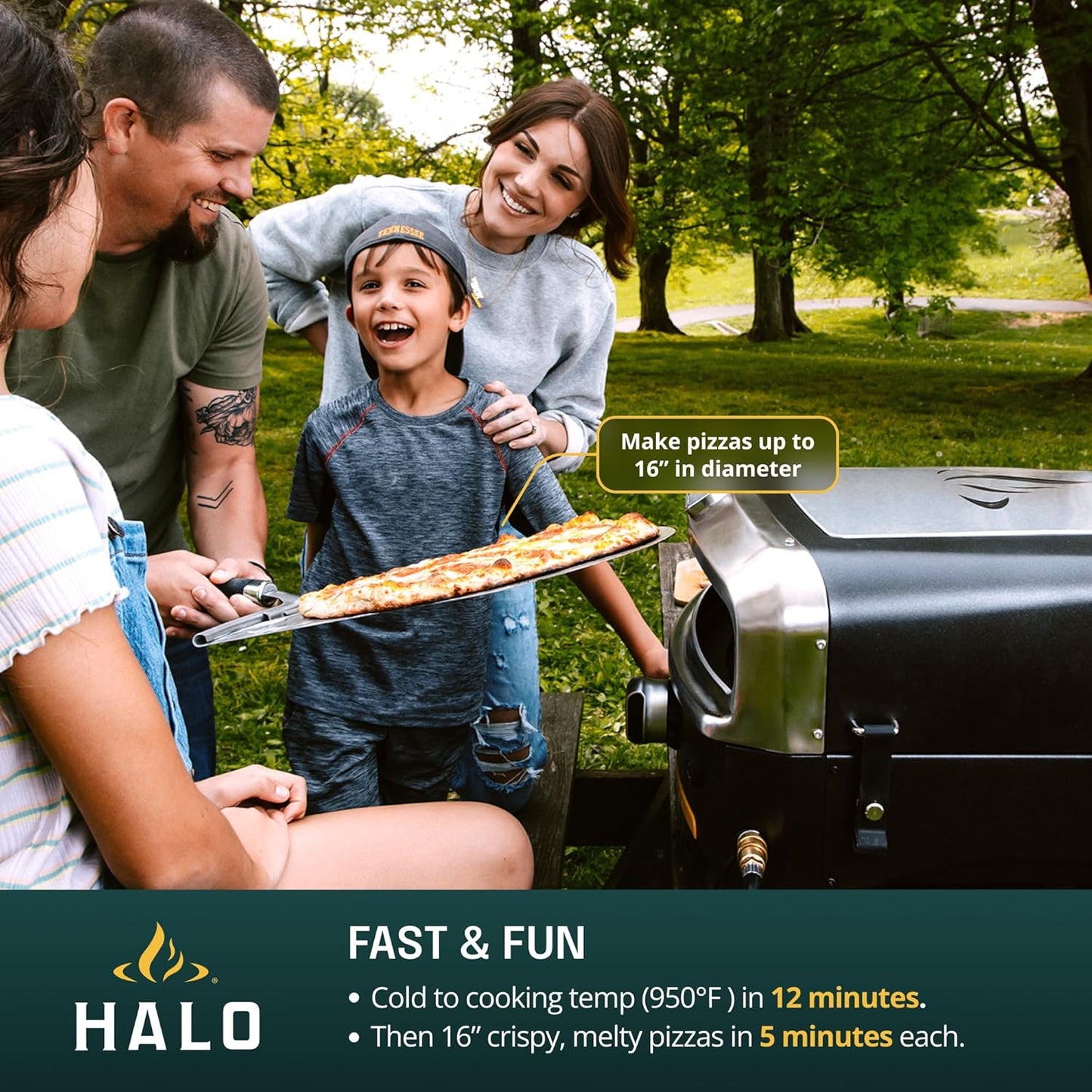 HALO Versa 16 Propane Outdoor Pizza Oven - 16" Rotating Stone