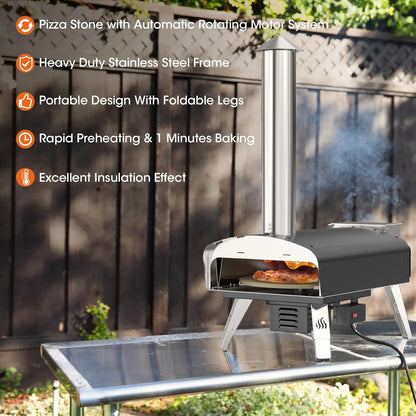 Mimiuo Wood Pellet Outdoor Pizza Oven with Rotating Stone