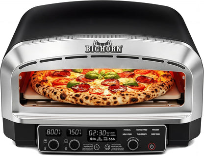BIG HORN 14-Inch Indoor Electric Countertop Pizza Oven (850°F)
