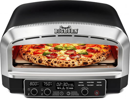 BIG HORN 14-Inch Indoor Electric Countertop Pizza Oven (850°F)