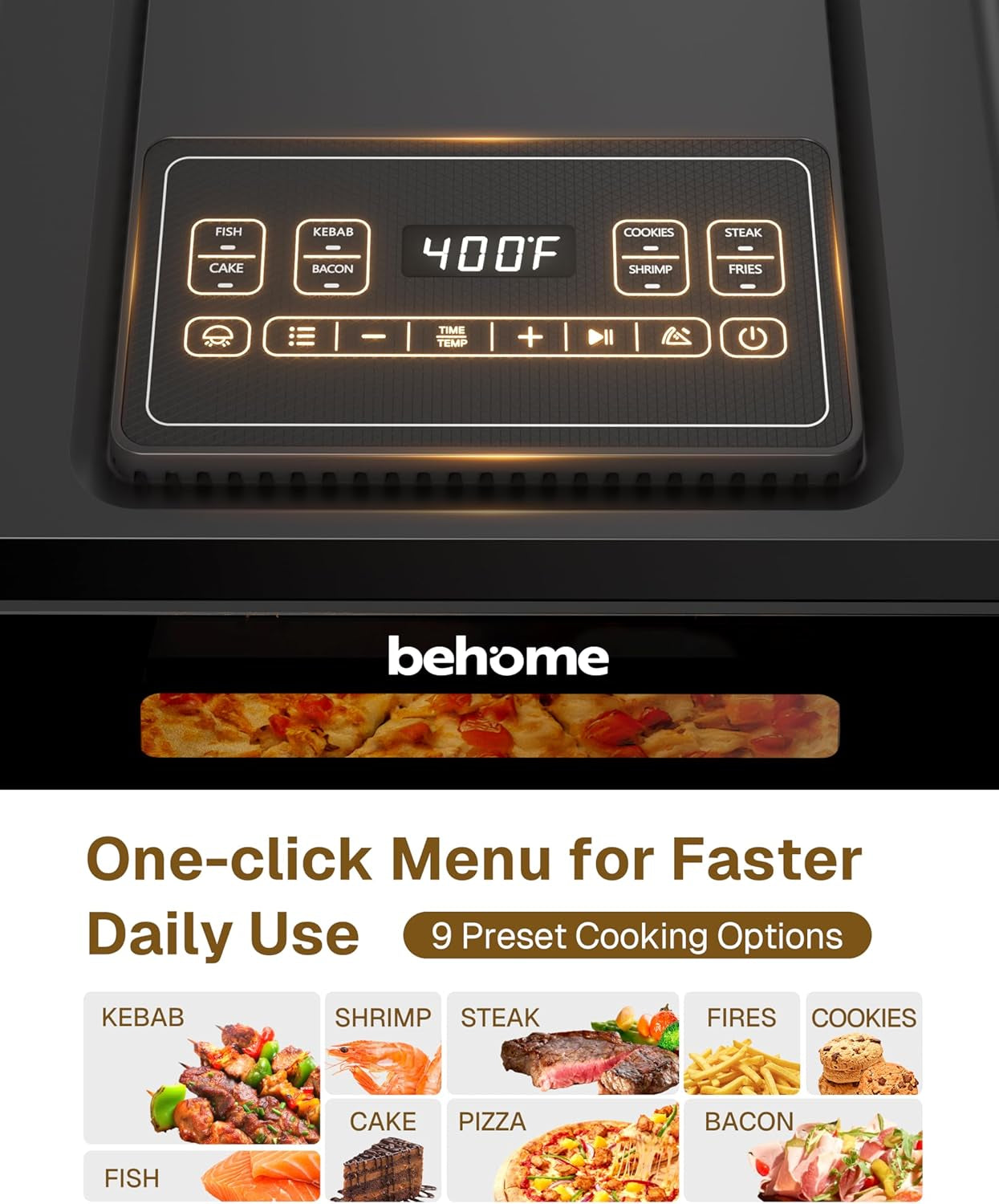 Behome Indoor Countertop Electric Pizza Oven & Air Fryer