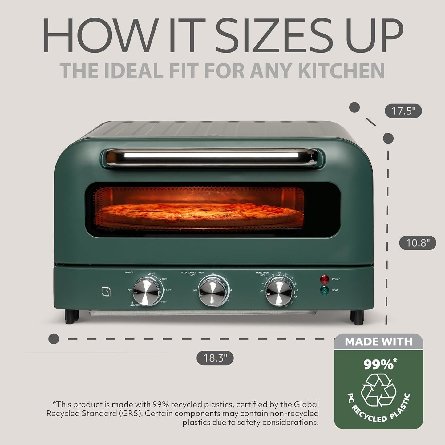 WILLOW Eco Series Electric Indoor Pizza Oven – 750°F Countertop Pizza Maker with 5 Presets, 12" Ceramic Pizza Stone, Peel & Cutter