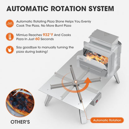 Mimiuo Wood Pellet Outdoor Pizza Oven with Rotating Stone