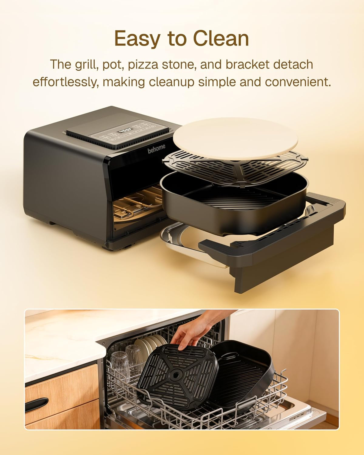 Behome Indoor Countertop Electric Pizza Oven & Air Fryer