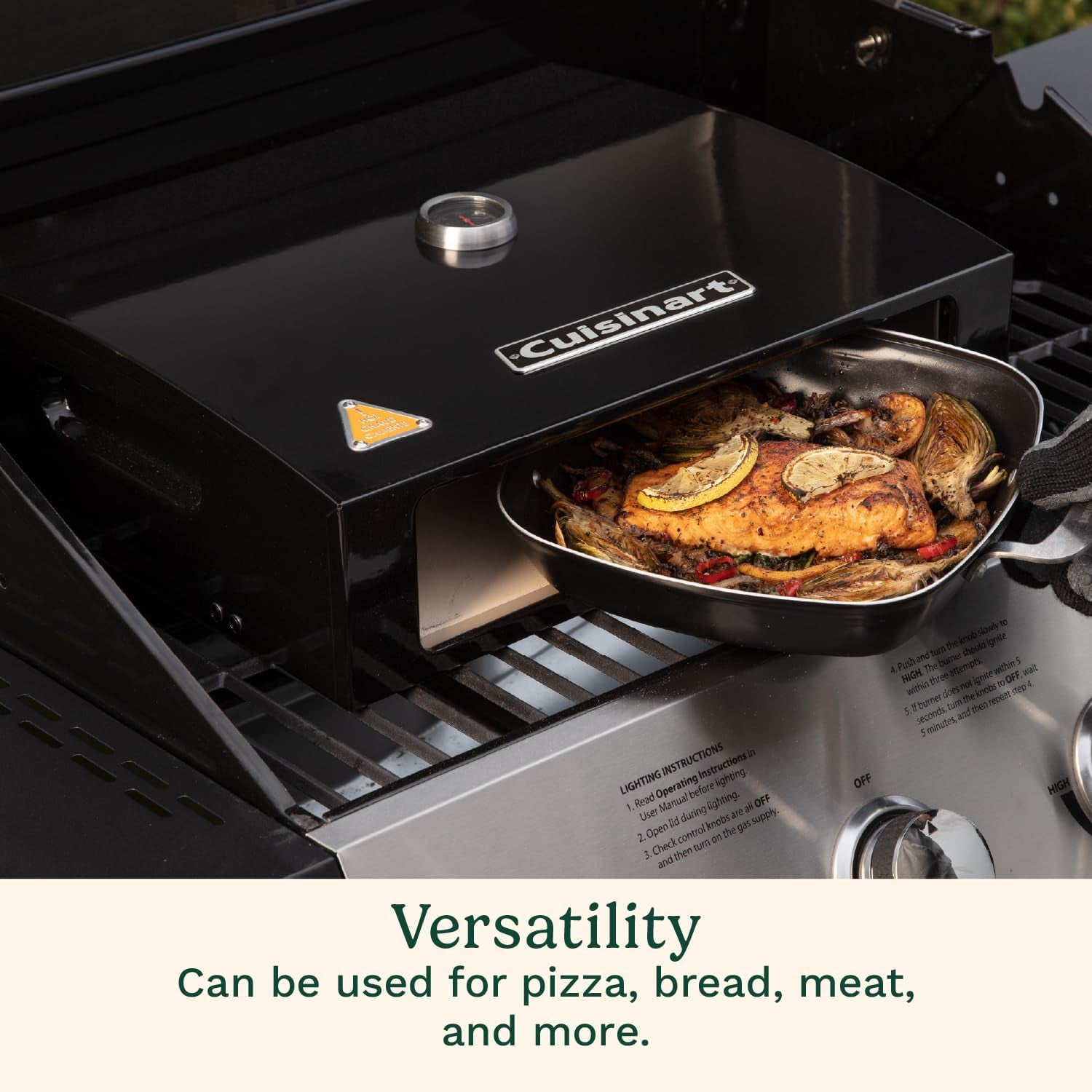 Cuisinart Grill Top Pizza Oven Kit for Backyard Homemade Pizzas