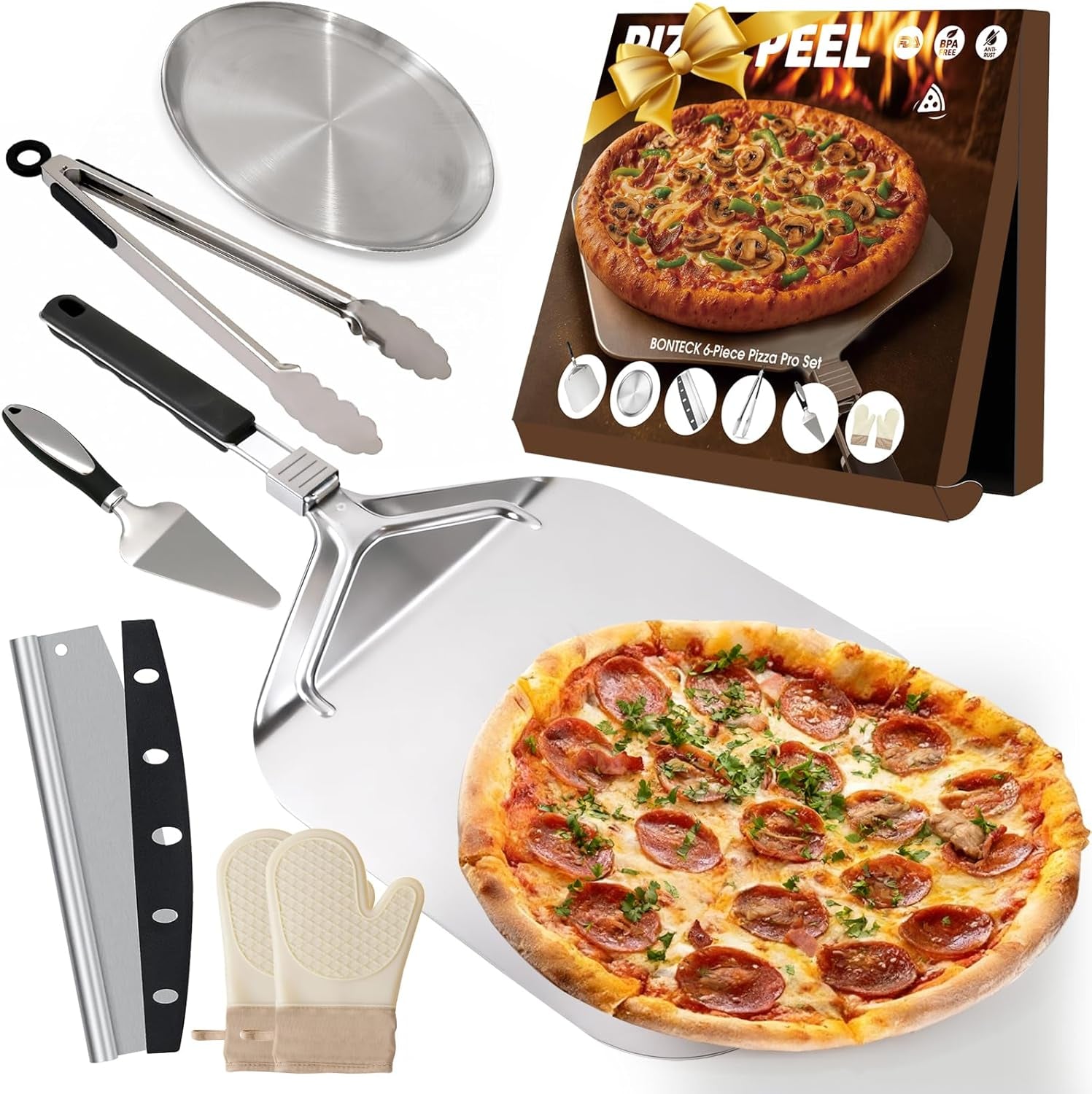 Bontek 6-Piece Pizza Accessories Set 